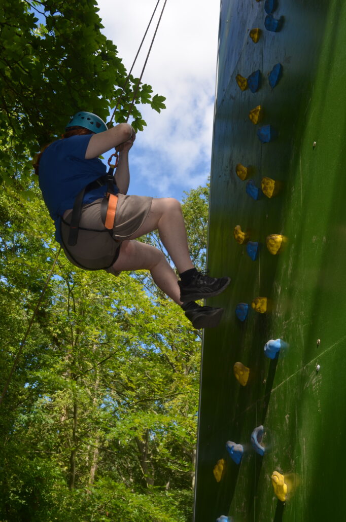someone climbing wall at barnstondale activity centre