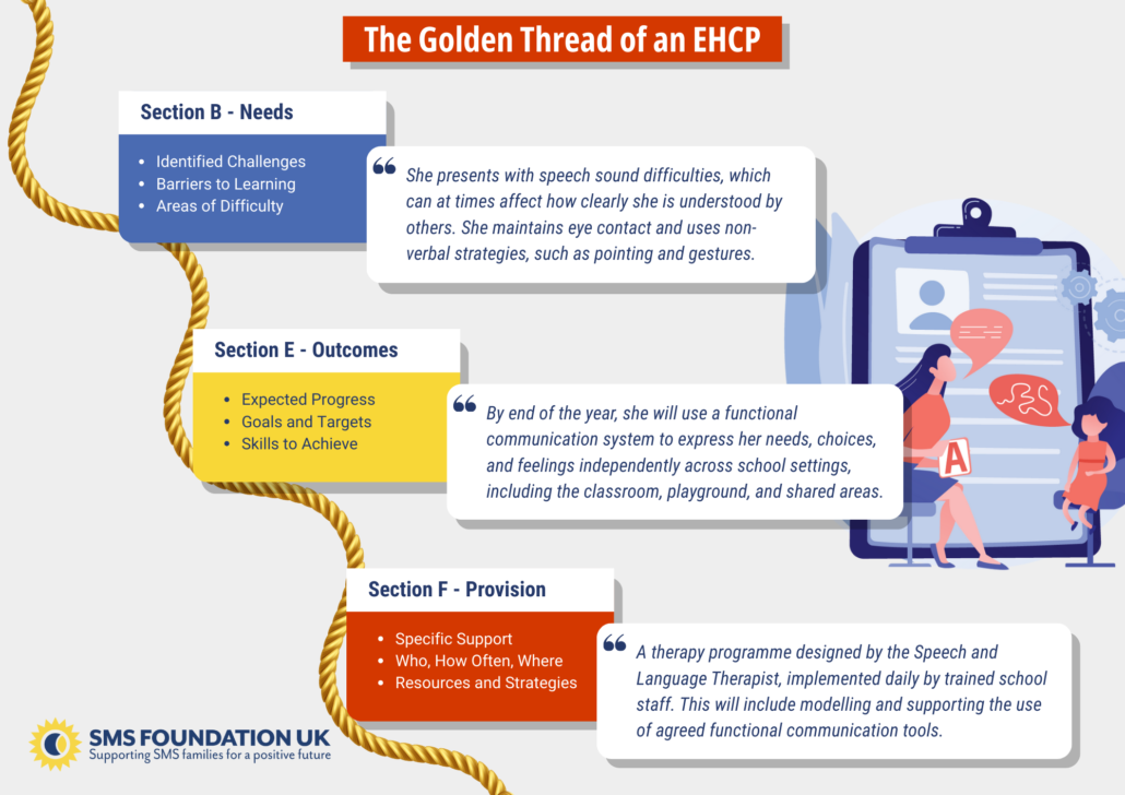 infographic showing the golden thread running through an EHCP